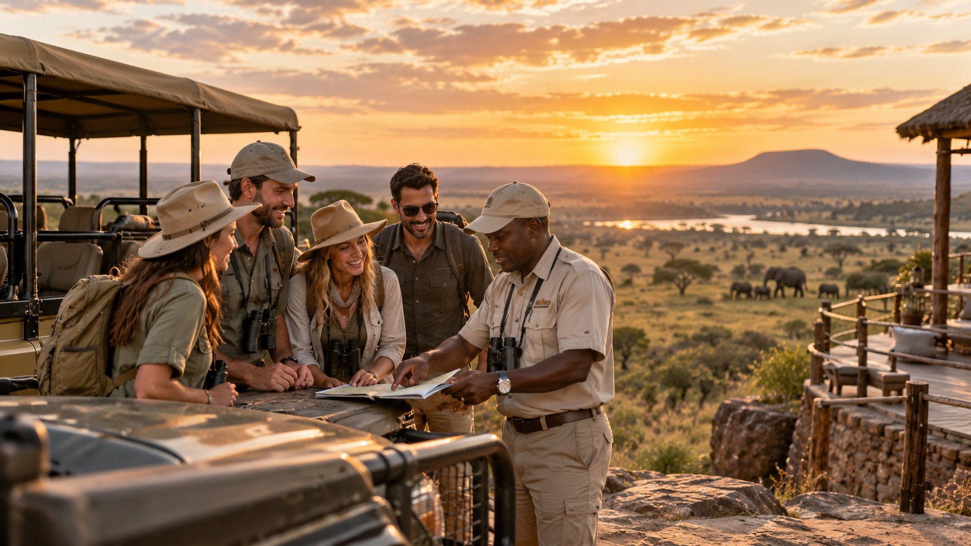 Travellers planning a custom group safari tour in Kenya with a professional guide