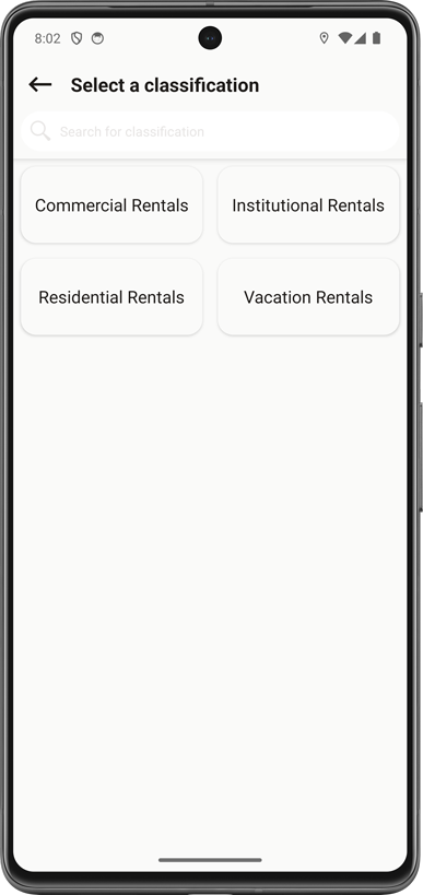 Choose a rental classification