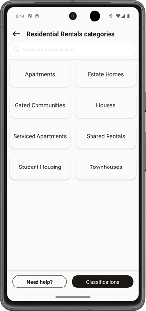 Select a property category